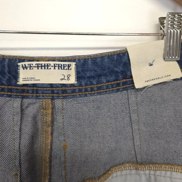 Free People We The Free Equinox Mid Rise Wide Leg Denim Trousers Size 28 - Picture 9 of 10